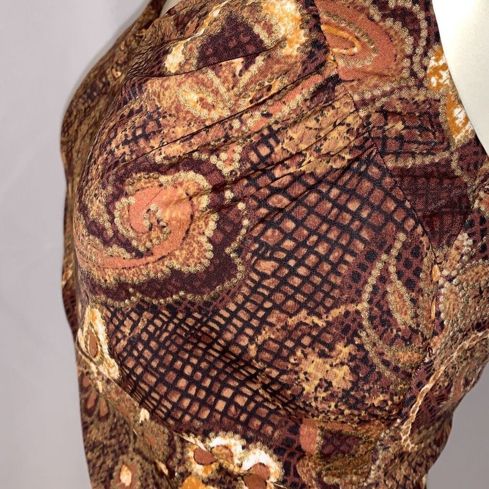 Vintage Maxine Women's Paisley Sleeveless Print Swimsuit Brown Gold Size 14 - Picture 9 of 16